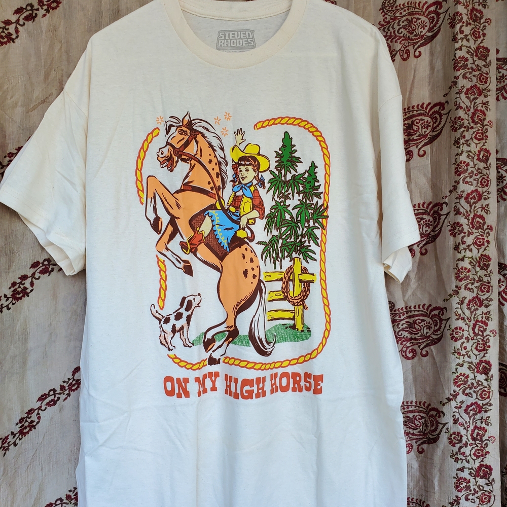Steven Rhodes Cream On My High Horse Cowboy T-Shirt Size XL NWT